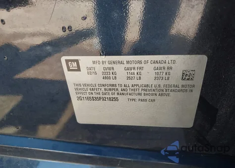 2015 Chevrolet Impala 2Lz z USA, uszkodzony, nr VIN 2G1165S35F9218255